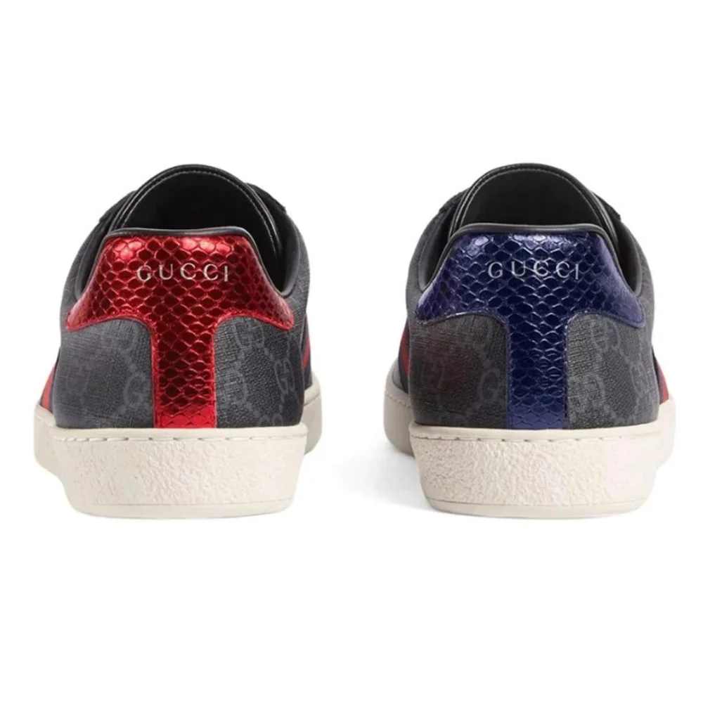 New! Men's Gucci Ace GG Supreme Sneakers Black Red Blue 9.5